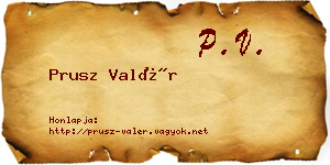 Prusz Valér névjegykártya